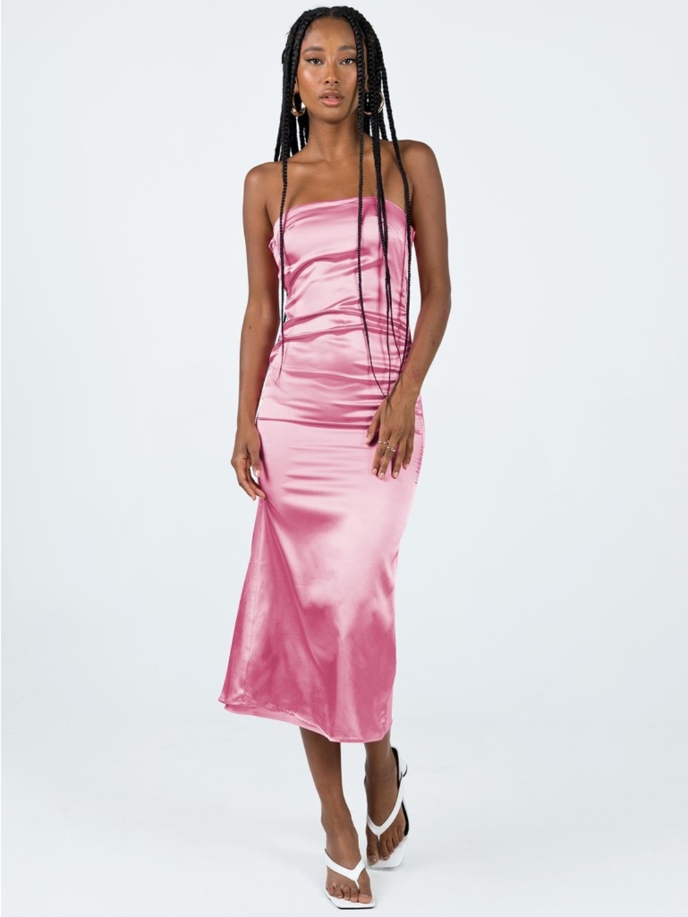 Princess Polly Shaya Strapless Maxi Dress Satin Pink 6 NWT Cutout Cowl Back